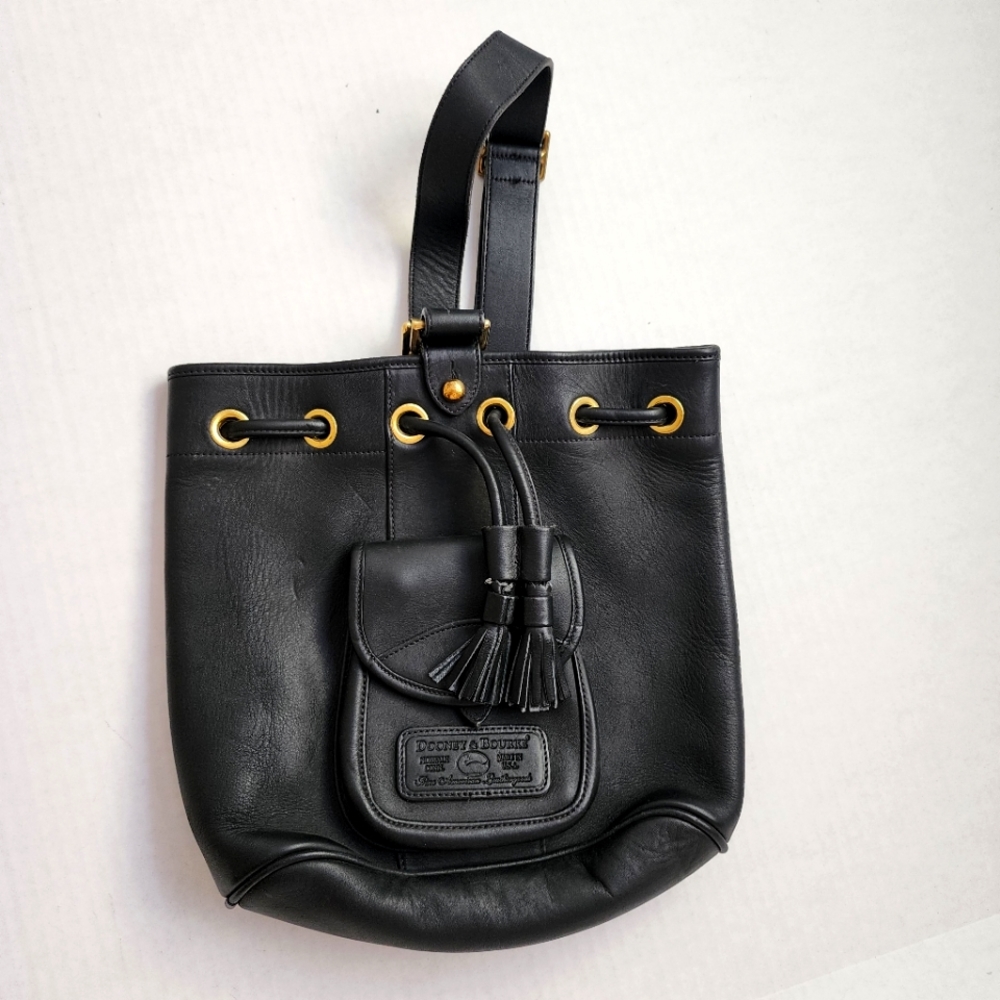 DOONEY & BOURKE black bucket bag with tassle trim